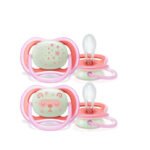 AVENT – Lot 2 sucettes ultra air night rose 6-18 mois