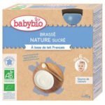 BABYBIO – Brassé Nature Sucré À Base De Lait 6mois+ Bio – 4x – 85g