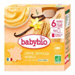 BABYBIO – Gourde Creme Semoule Vanille 4*85g