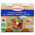 BABYBIO – Pots Bonne Nuit Carotte, Tomate Et Pâtes Avec Lait 8mois+ Bio – 2x – 200g