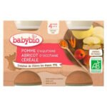 BABYBIO – Pots De Pomme, Abricot Et Céréale 4mois+ Bio – 2x – 130g